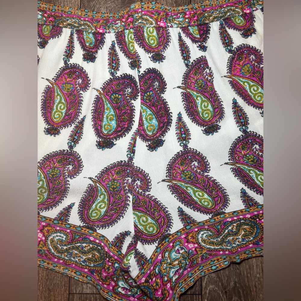 Ett Twa Anthropologie Cream Multicolor Paisley Print Viscose Shorts-A507 - Picture 6 of 7